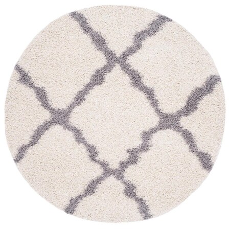 Safavieh 4 x 4 ft. SGD-Dallas Shag Power Loomed Round Area Rug; Ivory & Grey SGD257F-4R